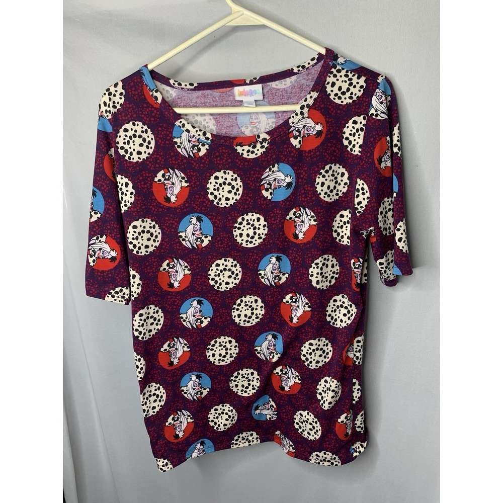 Women's Lularoe XL Disney Cruelly Devil 101‎ Dalmatians Blouse